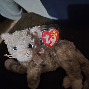 Ty Rhapsody Beanie Babies Plush Cat with Pink Bow